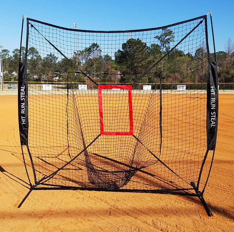 Sport Nets Baseball / Softball Hitting Net - 7 x 7 Practice Large Mouth Net with Bow Frame LIFETIME WARRANTY