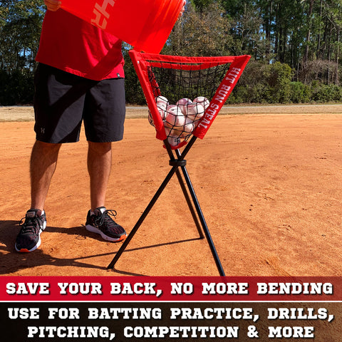 Hit Run Steal XL Baseball / Softball Portable Batting Practice Ball Caddy