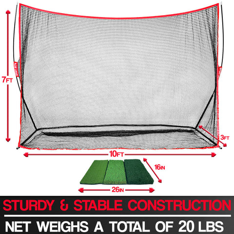 Golf net With synthetic turf mat